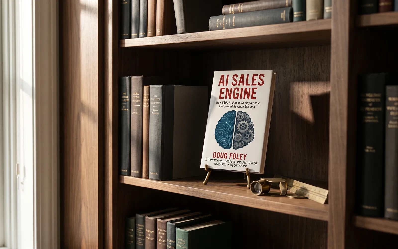 AI Sales Engine on a bookshelf