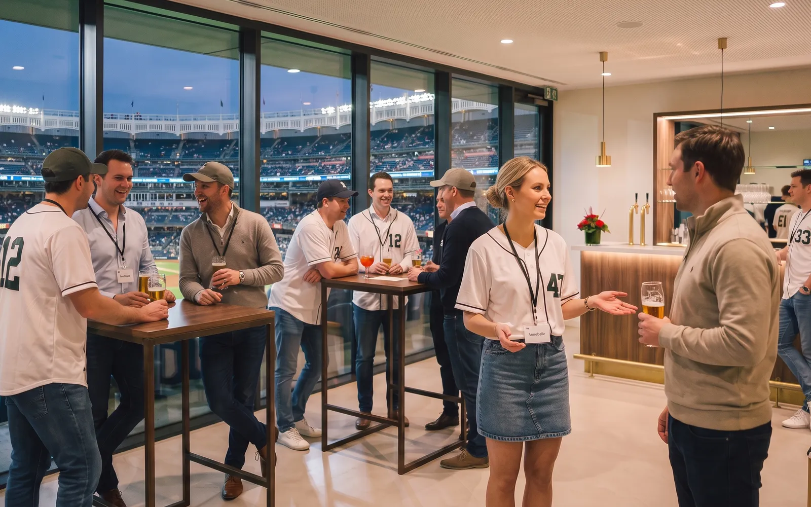 A client reception in a ballpark hospitality suite
