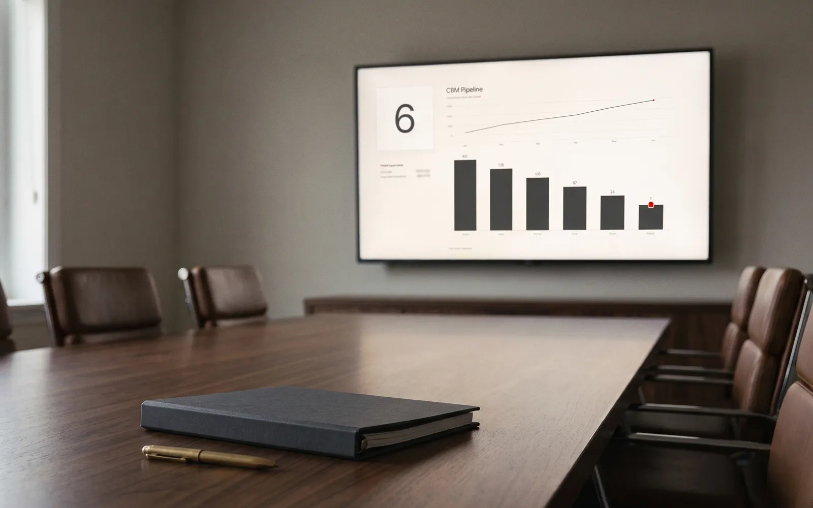 Revenue dashboard in a boardroom